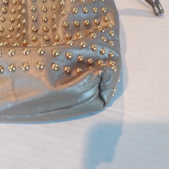 Gold Leather Studded Drawstring Bag - Picture 10 of 10